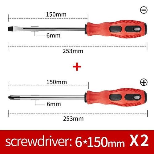 2pcs Magnetic Screwdriver Multifunctional Flat Head Cross Screwdriver