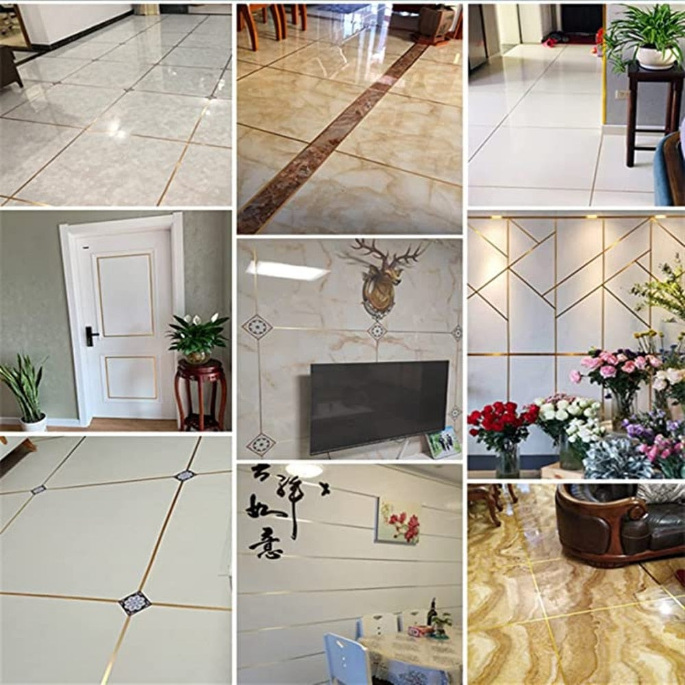 50M Gold black Self Adhesive Tile Stickers Tape Floor Waterproof Wall
