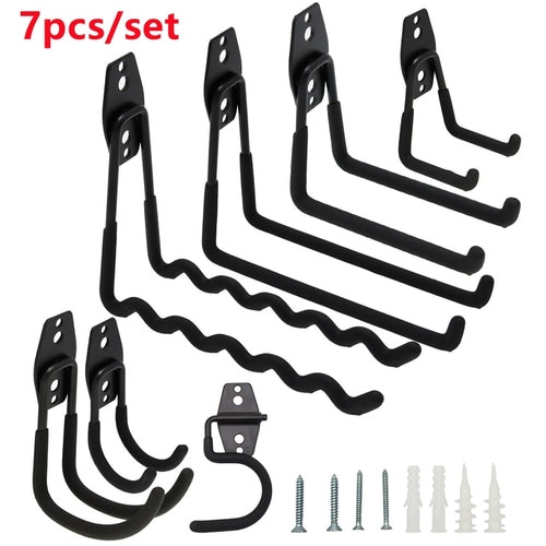 7Pcs/set Heavy Duty Metal Hooks Wall Mount Garage Bike Hanger Hook