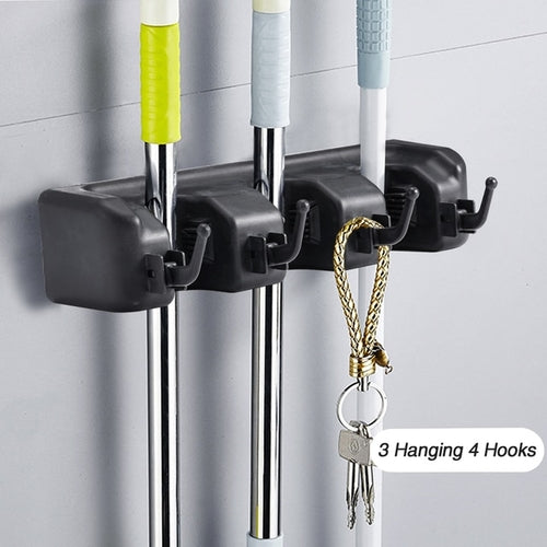 Broom Holder Wall Mount Mop Organizer Storage Tool Racks Stainless