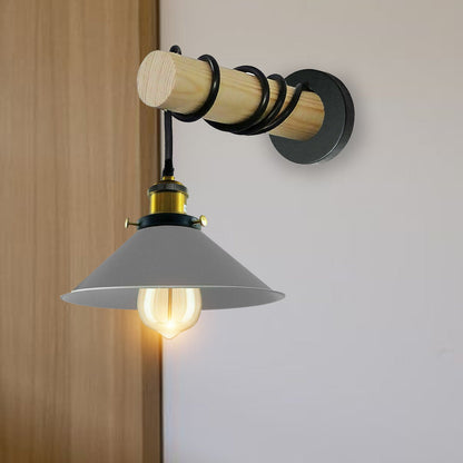 Modern Combined Solid Wooden Arm Chandelier Lighting With Grey Cone
