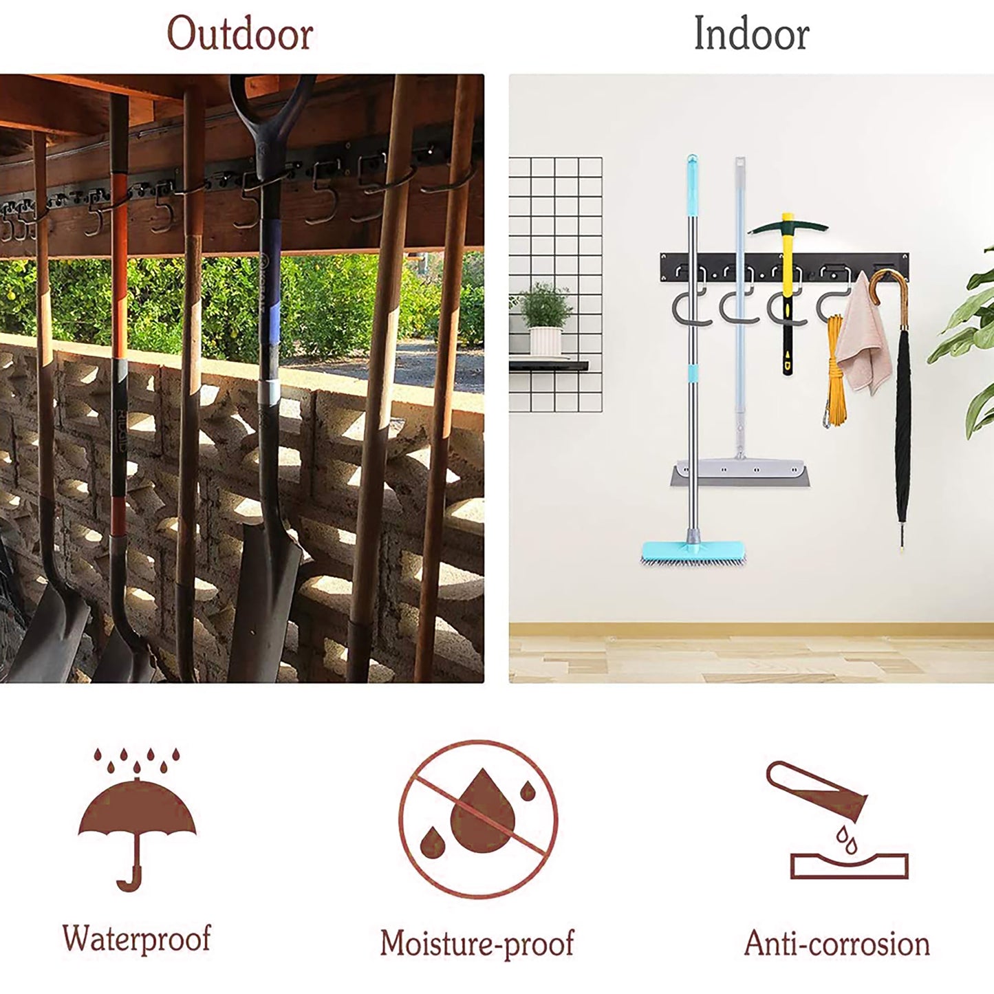 48 Inch Adjustable 12 Hooks Wall Holder Tool Storage System Garage Strong