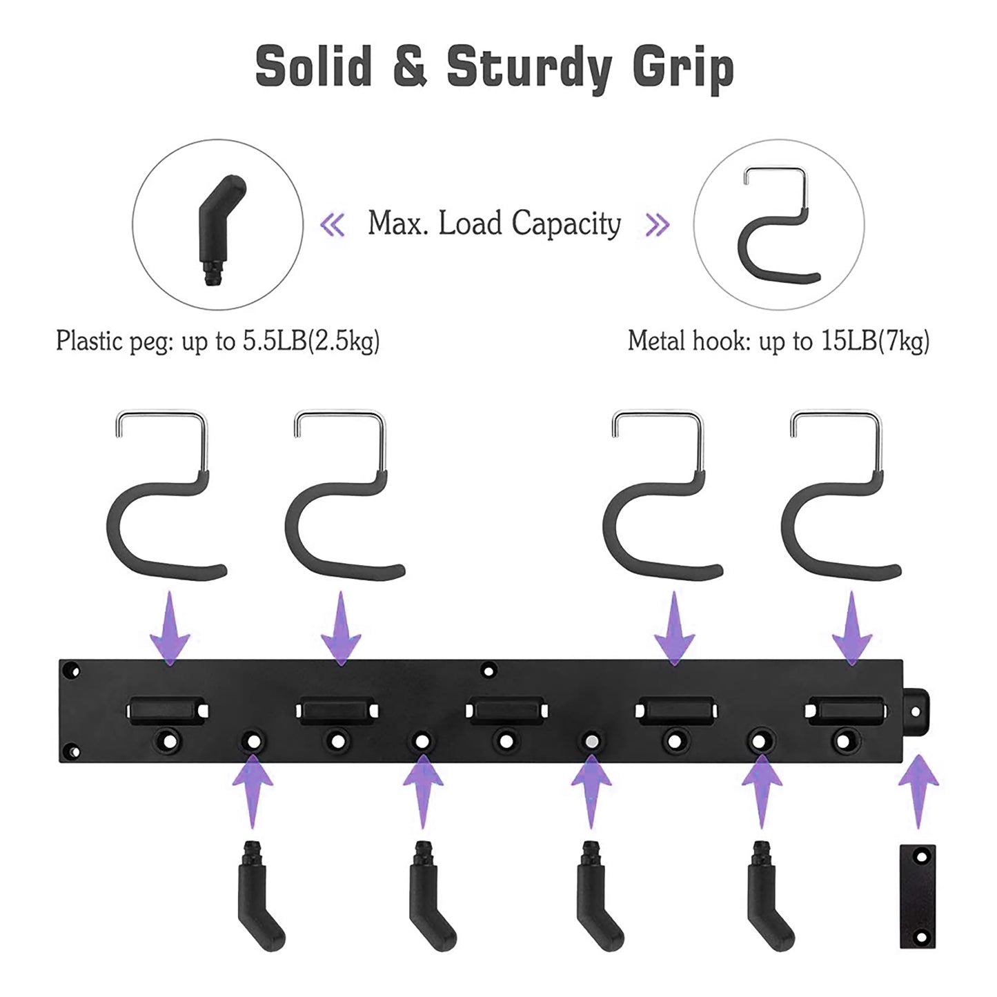 48 Inch Adjustable 12 Hooks Wall Holder Tool Storage System Garage Strong