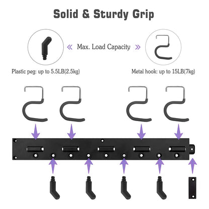 48 Inch Adjustable 12 Hooks Wall Holder Tool Storage System Garage Strong