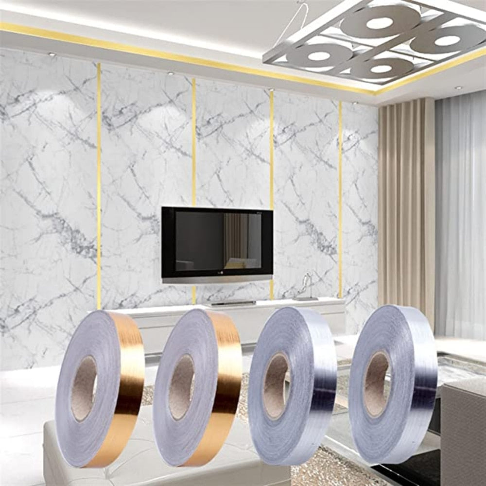 50M Gold black Self Adhesive Tile Stickers Tape Floor Waterproof  Wall