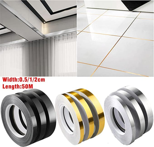 50M Gold black Self Adhesive Tile Stickers Tape Floor Waterproof  Wall