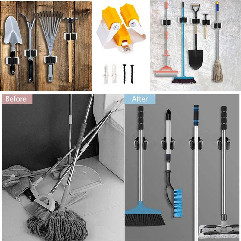 5pcs 10pcs Mop Broom Holder Wall Mounted Garden Storage Clips Rack