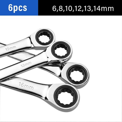 6mm 19mm chrome vanadium steel metric ratchet wrench, open end dual