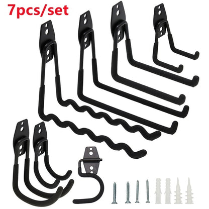 7Pcs/set Heavy Duty Metal Hooks Wall Mount Garage Bike Hanger Hook