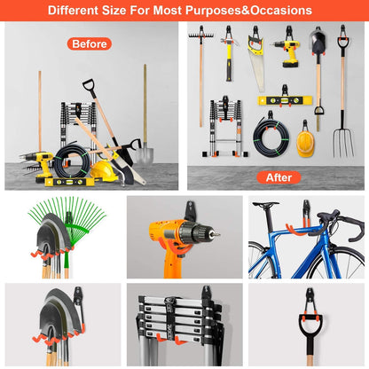 7Pcs/set Heavy Duty Metal Hooks Wall Mount Garage Bike Hanger Hook