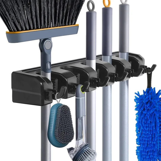 Broom Holder Wall Mount Mop Organizer Storage Tool Racks Stainless