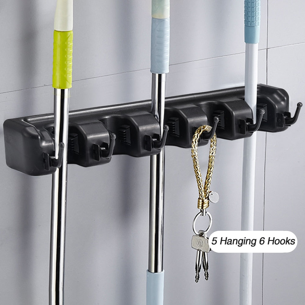 Broom Holder Wall Mount Mop Organizer Storage Tool Racks Stainless