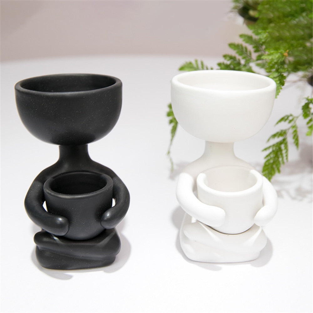 Creative Humanoid Ceramic Flower Pot Vase Plant Pot Ceramic Crafts