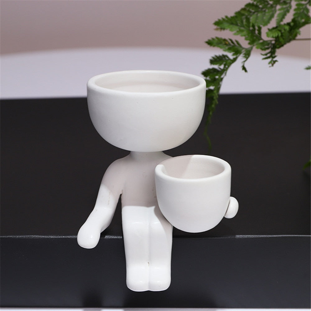 Creative Humanoid Ceramic Flower Pot Vase Plant Pot Ceramic Crafts