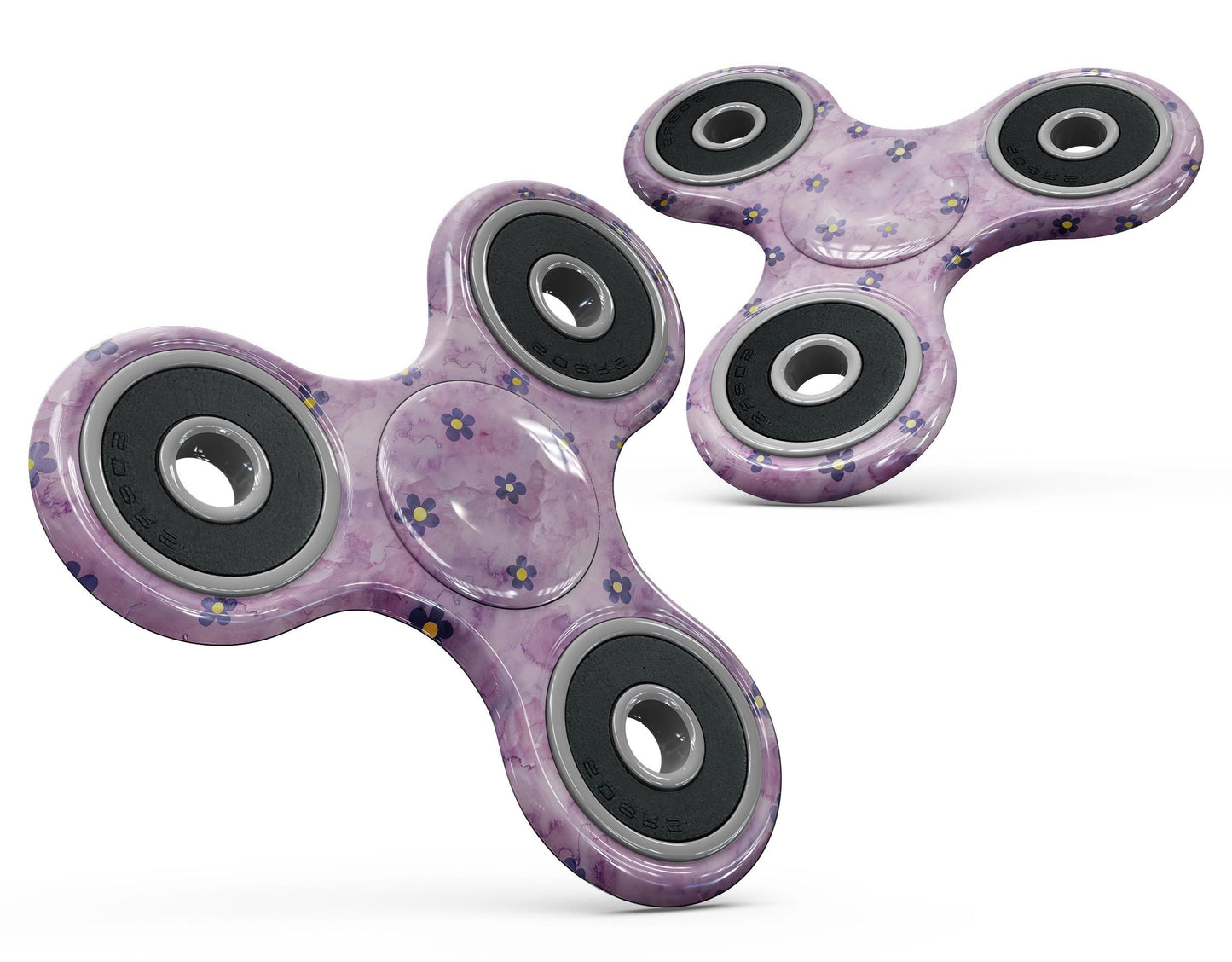 Cute Watercolor Flowers over Purple Full-Body Fidget Spinner Skin-Kit
