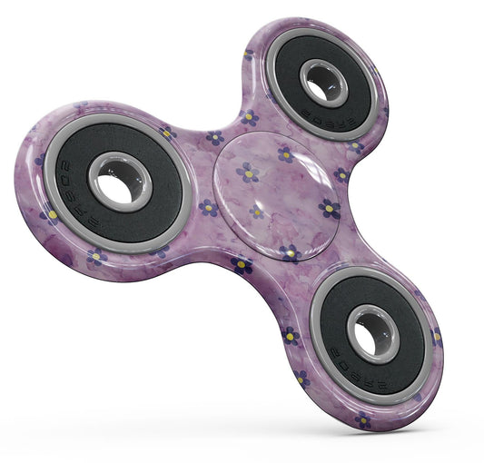 Cute Watercolor Flowers over Purple Full-Body Fidget Spinner Skin-Kit