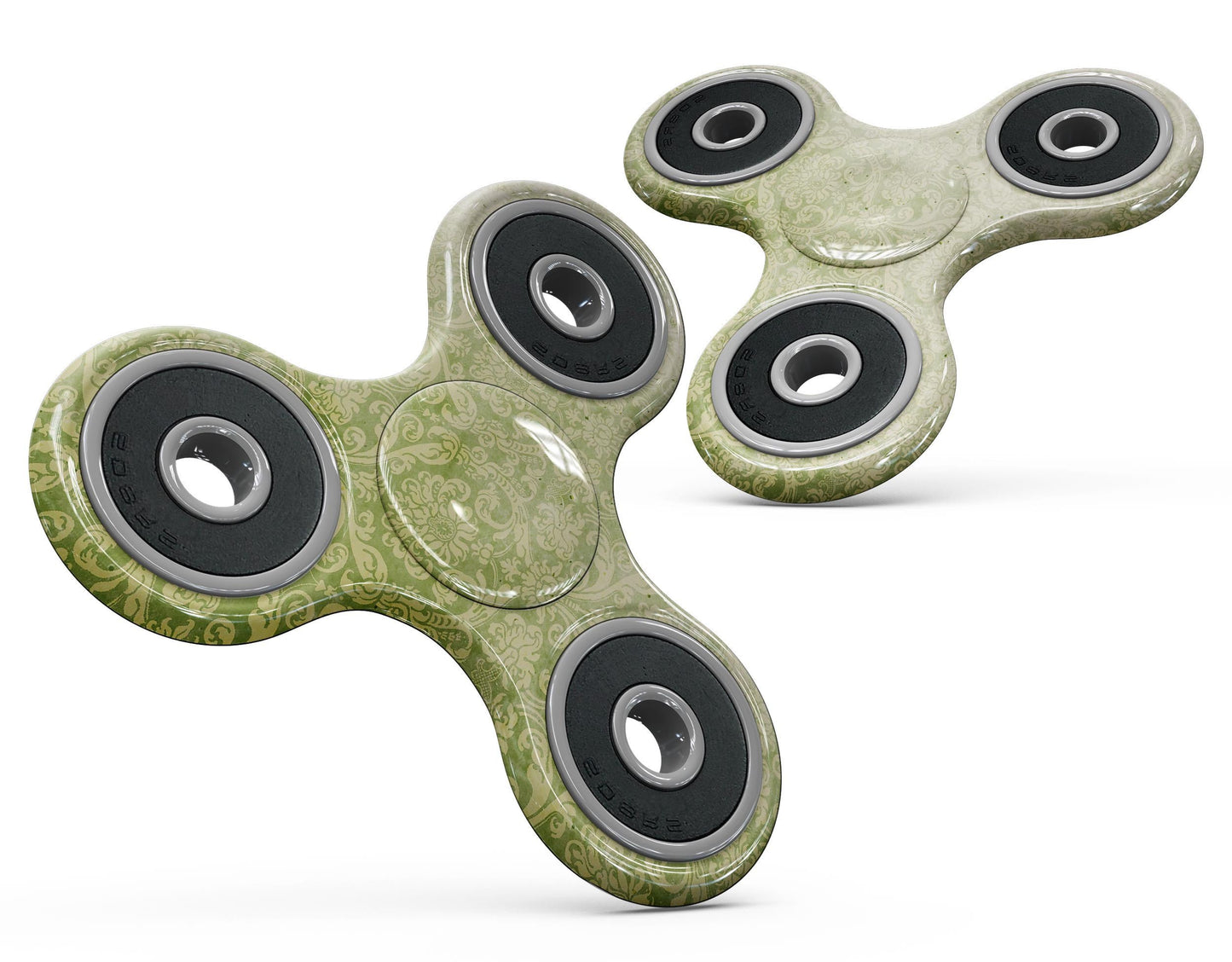 Grunge green Yellow Damask Pattern Full-Body Fidget Spinner Skin-Kit