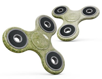 Grunge green Yellow Damask Pattern Full-Body Fidget Spinner Skin-Kit