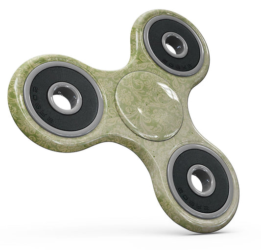 Grunge green Yellow Damask Pattern Full-Body Fidget Spinner Skin-Kit
